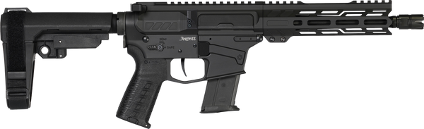 CMMG 57A340FAB Banshee MK57 5.7x28mm 20+1 8" Black Nitride Medium Taper Threaded Barrel, EML 7" M-LOK Handguards, Black Armor Cerakote Aluminum Picatinny Rail Receiver, CMMG Zeroed Grips