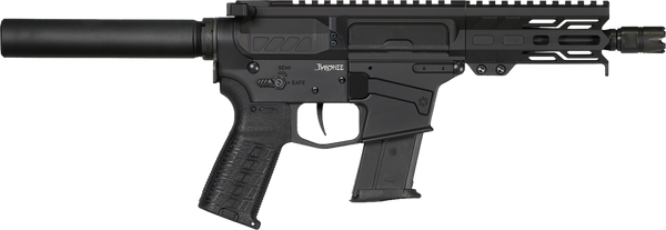 CMMG 57A9A0FAB Banshee MK57 5.7x28mm 20+1 5" Black Nitride Medium Taper Threaded Barrel, M-LOK Handguard, Black Armor Cerakote Aluminum Receiver w/Picatinny Rail, Black Pistol Tube, CMMG Zeroed Grip