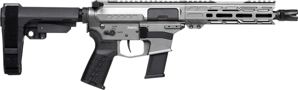 CMMG 45A890FTNG Banshee FE MkG 45 ACP 13+1 8" Black Nitride Threaded Barrel, M-LOK Handguard, Titanium Cerakote Aluminum Receiver w/Picatinny Rail, Black Polymer CMMG RipBrace, CMMG Zeroed Grip