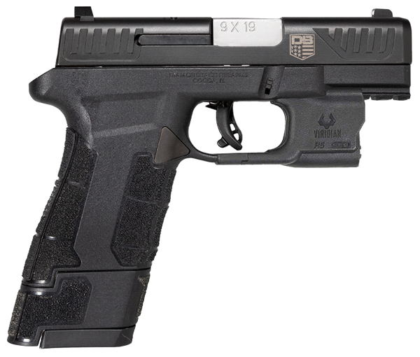 Diamondback DB0301P001 DBAM29 Sub-Compact 9mm Luger 3.50" 12+1,17+1 Overall Black Finish with Serrated Nitride Stainless Steel Slide, Polymer Grip & Picatinny Rail Includes Viridian Laser & Holster