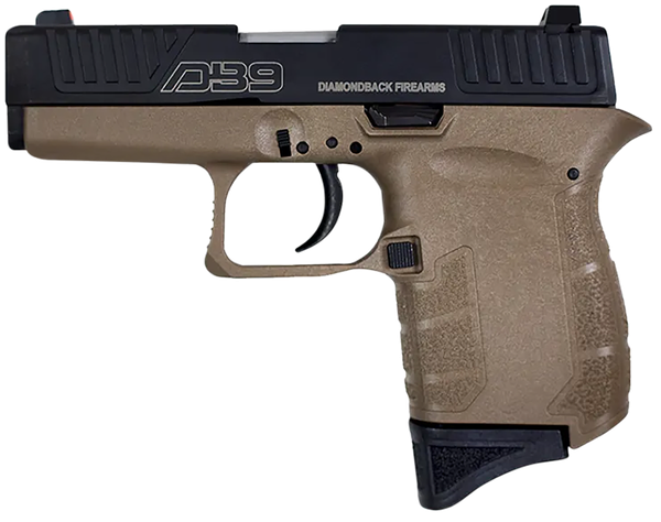 Diamondback DB0200P061 DB9 Gen4 Micro-Compact Frame 9mm Luger 6+1, 3.10" Stainless Steel Barrel, Black Nitride Serrated Stainless Steel Slide, Flat Dark Earth Polymer Frame & Grip