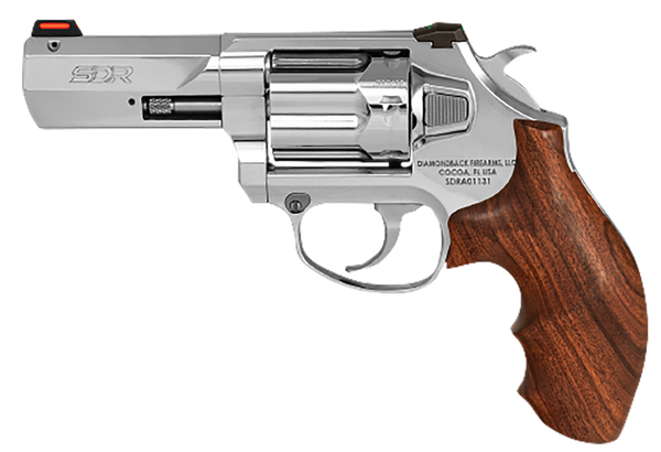 Diamondback DB075AS703 SDR  Sports South Exclusive 357 Mag/38 Special +P 6 Shot 3" Polished Stainless Steel Barrel, Cylinder & Frame, Hogue Wood Grip, Exposed Hammer