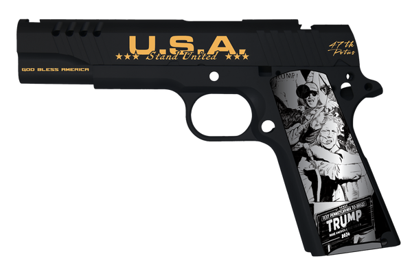 AUTO 1911TCAC18 1911 45 5" 7R TRUMP FIGHT BK/GLD