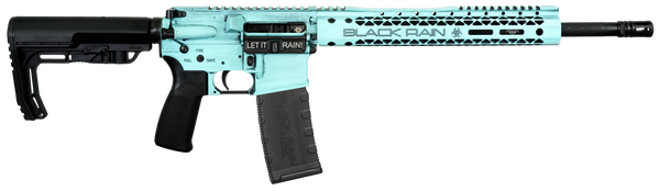 Black Rain Ordnance FUSIONTBB Fission  5.56 NATO 30+1 16" Black Nitride Threaded Barrel, Robin Egg Blue Battleworn Aluminum Receiver w/Picatinny Rail, M-LOK Handguard, MFT Minimalist Black Polymer Sto