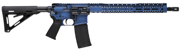 Black Rain Ordnance BROWTPBLB Spec 15+ We The People 5.56x45mm NATO 30+1 16", Blue Battleworn with Deep Engraving, 15" Slim M-LOK, Magpul Grip/Carbine Stock, Castle Flash Hider