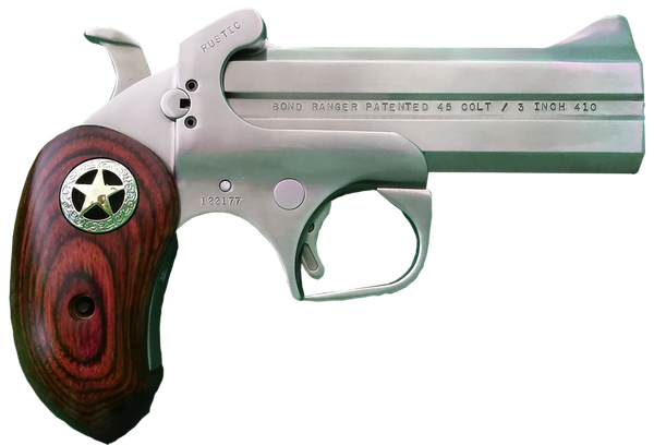 Bond Arms BARR Rustic Ranger  45 Colt (LC) 410 Gauge 2rd Shot 4.25" Matte Stainless Stainless Stainless Steel Frame Rosewood w/Integrated Star Grips