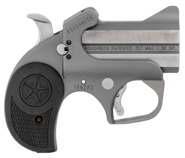 Bond Arms BARN Roughneck  38 Special/357 Mag 2 Shot 2.50" Rough Matte Stainless Steel Barrel & Frame, Black Rubber Grips