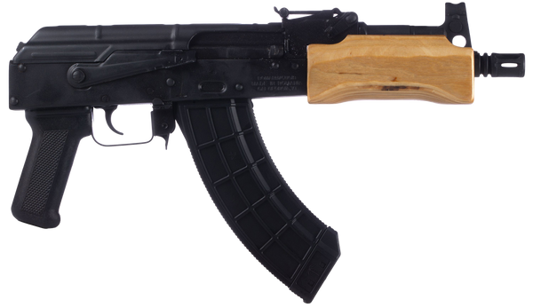 Century Arms HG2137N Draco Mini 7.62x39mm 30+1 7.75" Black Threaded Barrel, Black Steel Stamped Metal Receiver, Black Polymer Grip, Wood Handguard, Right Hand