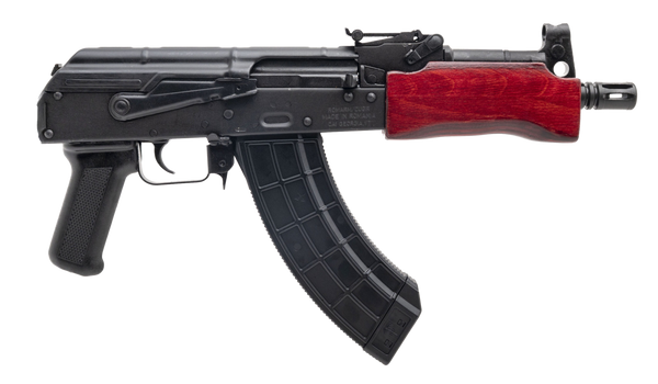 Century Arms HG2137PRN Draco Mini 7.62x39mm 30+1 7.75" Black Threaded Barrel, Black Steel Stamped Metal Receiver, Black Polymer Grip, Red Wood Handguard, Rear Picatinny Rail, Right Hand