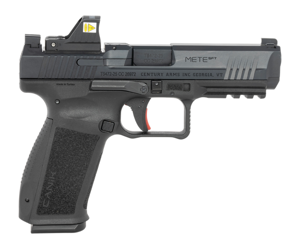 Canik HG6595OSVN Mete SFT One Series w/Optic 9mm Luger 18+1 4.46" Black Barrel, Black Nitride Steel Serrated w/Optic Slide, Black Polymer Frame w/Beavertail & Picatinny Rail, Interchangeable Backstrap