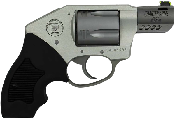 Charter Arms 53801 Off Duty Coyote 380 ACP 5rd 2" Matte Stainless Ported Barrel & Cylinder, Anodized Aluminum Frame, Black Finger Grooved Rubber Grip, Concealed Hammer