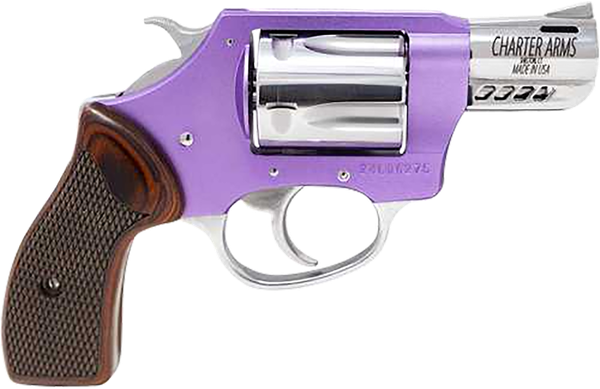 Charter Arms 53804 Off Duty Coyote 380 ACP 5rd 2" High Polished Ported Barrel & Cylinder, Lavender Aluminum Frame, Rosewood Checkered Grip, Standard Hammer