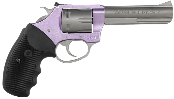 Charter Arms 52242 Pathfinder Lite 22 LR 8rd 4.20" Matte Stainless Stainless Steel Barrel, Lavender Aluminum Frame, Matte Stainless Cylinder, Black Finger Grooved Rubber Grip, Exposed Hammer