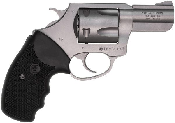 Charter Arms 74020 Pitbull  Large 40 S&W 5 Shot 2.30" Matte Stainless Steel Barrel, Cylinder & Frame w/Black Finger Grooved Rubber Grip
