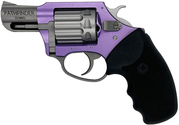 Charter Arms 52340 Pathfinder Lavender Lady Small Frame 22 WMR 8rd 2" Stainless Steel Barrel, Lavender Aluminum Frame, Stainless Cylinder, Black Finger Grooved Rubber Grip, Exposed Hammer