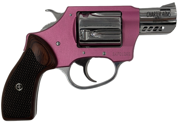 Charter Arms 53805 Coyote  380 ACP 5 Shot 2" High Polished Ported Barrel, High Polished Cylinder, Pink Aluminum Frame, Rosewood Checkered Grip, Exposed Hammer