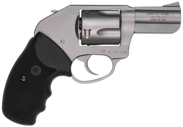 Charter Arms 74410 Bulldog Duty Large 44 Special, 5 Shot 2.50" Matte Stainless Steel Barrel, Cylinder & Frame w/Black Finger Grooved Rubber Grip