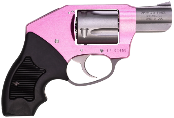 Charter Arms 53851 Undercover Lite Chic Lady Small 38 Special 5 Shot 2" High Polished Stainless Steel Barrel & Cylinder, Pink Aluminum Frame w/Black Finger Grooved Rubber Grip, Concealed Hammer
