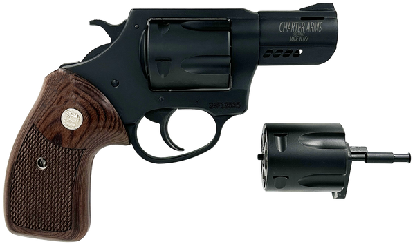 Charter Arms 13920 Double Dog  Large 9mm Luger/357 Mag/38 Special 5 Shot 2.20" Overall Black Passivate Stainless Steel Ported Barrel, Cylinder & Frame, Walnut Grip, Exposed Hammer