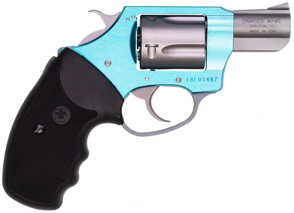 Charter Arms 53860 Undercover Lite Santa Fe Sky Small 38 Special, 5 Shot 2" Stainless Steel Barrel & Cylinder, Turquoise Aluminum Frame w/Black Finger Grooved Rubber Grip, Exposed Hammer