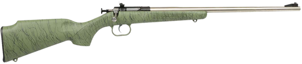 Crickett KSA2442 Gen2  Youth 22 LR 1rd 16.13" Stainless Single Shot Barrel, Stainless Steel Receiver, Green w/Black Webbing Fixed Synthetic Stock