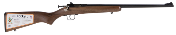 Crickett KSA2338 Youth  22 WMR 1rd 16.12" Barrel & Receiver, Fixed Front/Adjustable Rear Peep Sights, Walnut Stock w/11.5" LOP, Rebounding Firing Pin Safety