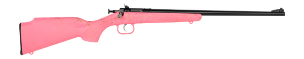 Crickett KSA2341 My First Rifle Gen2 22 LR 1rd 16.13" Blued Single Shot Barrel, Drilled & Tapped Receiver, Pink w/Gold Webbing Fixed Synthetic Stock