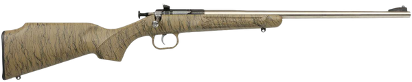 Crickett KSA2443 Gen2  Youth 22 LR 1rd 16.13" Stainless Single Shot Barrel, Stainless Steel Receiver, Tan w/Black Webbing Fixed Synthetic Stock