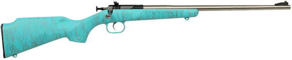 Crickett KSA2446 Gen2  Youth 22 LR 1rd 16.13" Stainless Single Shot Barrel, Stainless Steel Receiver, Blue w/Gold Webbing Fixed Synthetic Stock