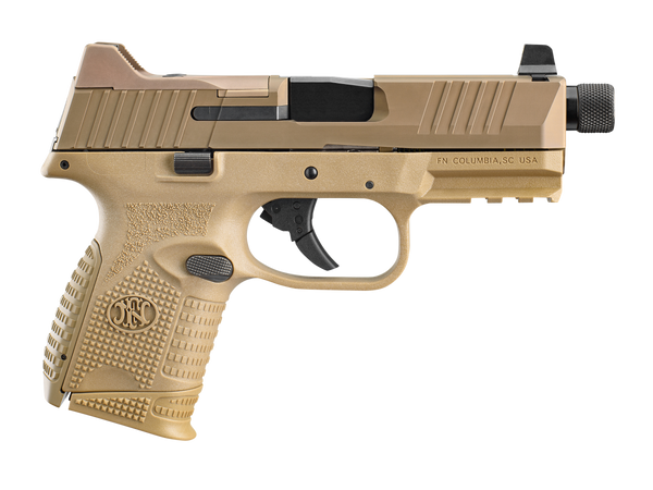 FN 66100780 509C Tactical Compact Frame 9mm Luger 12+1/24+1, 4.32" Black Steel Threaded Barrel, Flat Dark Earth Optic Cut/Serrated Steel Slide & Polymer Frame w/Picatinny Rail, Ambidextrous