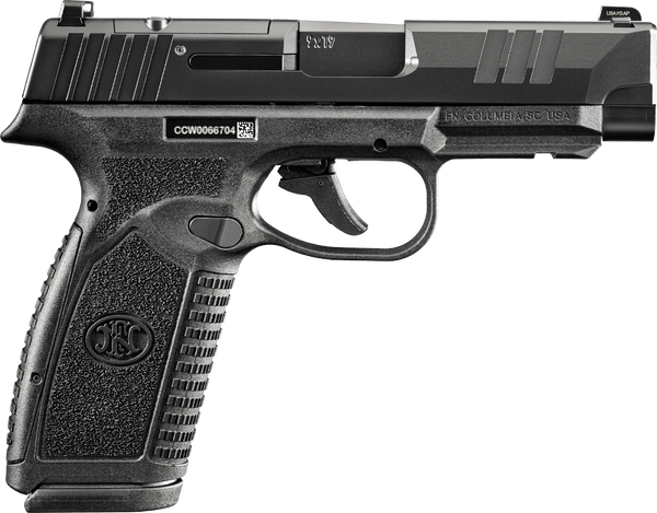 FN 66101759Micro-Compact Frame 9mm Luger 18+1 3.80" Black Target Crown Steel Barrel, Black PVD Optic Cut/Serrated Stainless Steel Slide & Polymer Frame w/Picatinny Rail, Interchangeable Backstrap Grip