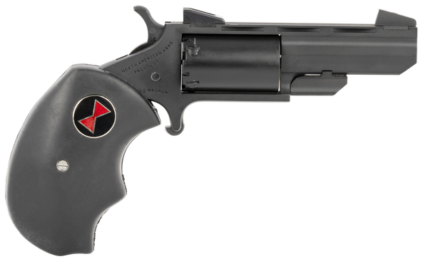 North American Arms BWMCRK Black Widow  22 WMR 5 Shot 2" Matte Black Heavy Vent Rib Barrel, Matte Black Cerakote Stainless Steel Frame, Black Cylinder, Black Finger Grooved Rubber Grip, Exposed Hammer