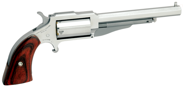 North American Arms 18604 1860 The Earl *CA Compliant 22 WMR 5 Shot 4" Stainless Steel Barrel, Frame & Cylinder, Rosewood Boot Grip, Exposed Hammer