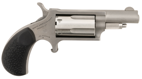 North American Arms 22MGRCHSS Mini-Revolver Carry Combo Sports South Exclusive 22 WMR 5 Shot 1.63" Stainless Steel Barrel, Frame & Cylinder, Black Rubber Grip, Exposed Hammer, Side Carry Holster