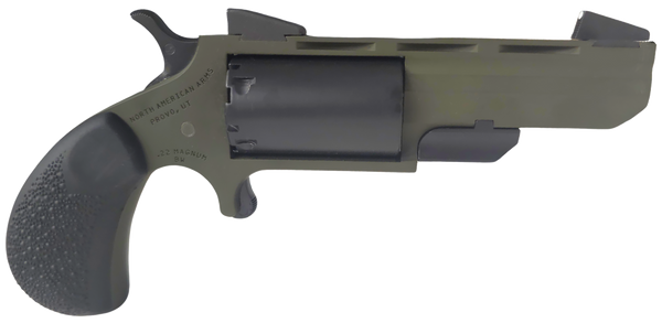 North American Arms TGHMB Green Huntsman  22 WMR 5 Shot 2" OD Green Cerakote Heavy Vent Rib Barrel, OD Green Cerakote Steel Frame, Matte Black Cylinder, Black Cobblestone Rubber Grip, Exposed Hammer