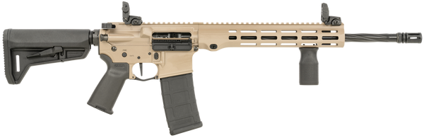Maxim Defense MXM49735 MD15 L 5.56x45mm NATO 30+1 16" Fluted Barrel, FDE Rec/M-LOK Handguard, Black Magpul Furniture, SL-K Stock, MBUS Sights, Blackout Defense Flat Trigger