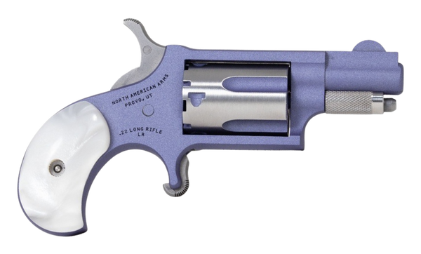 North American Arms 22LRORCHID Mini-Revolver  22 LR 5 Shot 1.13" Orchid Cerakote Stainless Steel Barrel & Frame, Orchid/Stainless Cylinder, White Pearlite Grip, Stainless Exposed Hammer