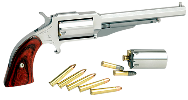 North American Arms 18604C 1860 The Earl *CA Compliant 22 LR/22 WMR 5 Shot 4" Stainless Steel Barrel, Frame & Cylinder, Rosewood Boot Grip, Exposed Hammer