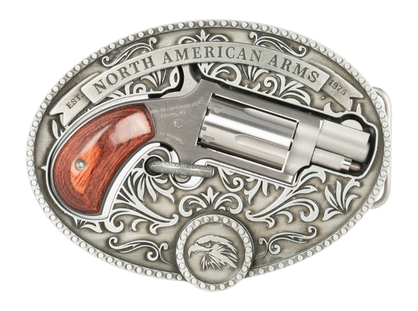 North American Arms 22MSBBO Chuckwagon w/Belt Buckle 22 Mag 5rd Shot 1.13" Matte Stainless Steel Barrel, Stainless Cylinder & Frame, Rosewood Grip