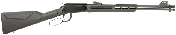 Rossi RL22W201SY Rio Bravo  Lever Action 22 WMR 12+1 20" Round Barrel, Black, Polished Rec/Barrel, Synthetic Stock, Fiber Optic Sights