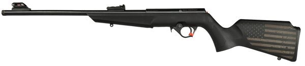 Rossi RB22L1611EN01 RB22 US Flag Compact 22 LR 10+1 16.50" Matte Black Threaded Barrel, Black Aluminum Receiver, Black w/US Flag Synthetic Fixed Stock