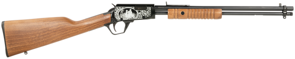 Rossi RP22181WDEN16 Gallery  Full Size 22 LR 15+1, 18" Polished Black Steel Barrel Polished Black w/Father And Son Hunting Scene Engraving Steel Receiver, Hardwood Fixed Stock, Right Hand