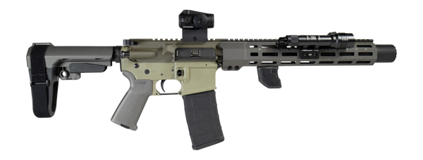 Shark Coast Tactical SCCSNKYSD300002 Sneeky Pete Deluxe 300 Blackout 30+1 7.50" Threaded Barrel, Aluminum Receiver w/Picatinny Rail, M-LOK Handguard, SB Tactical SBA3 Brace, Vortex Crossfire Red Dot,