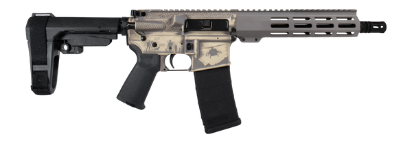 Shark Coast Tactical SCC07428MILFDE-P Military 5.56 NATO 30+1 10.50" Black Nitride Threaded Barrel, 2-Tone FDE Cerakote Aluminum Receiver w/Picatinny Rail, M-LOK Handguard, Polymer SB Tactical SBA3 Br