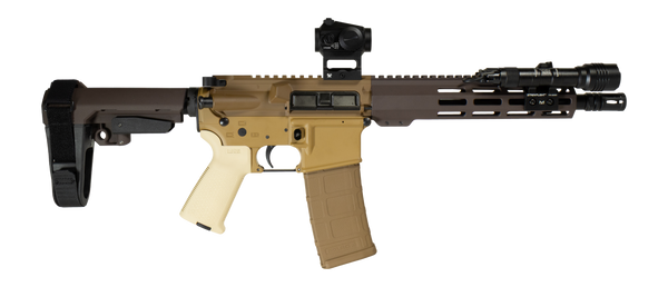 Shark Coast Tactical SCC06827KRA300-P Kraken 300 Blackout 30+1 10" Threaded Barrel, Aluminum Receiver w/Picatinny Rail, M-LOK Handguard, Polymer SB Tactical SBA3 Brace, Streamlight ProTac Rail Light 2