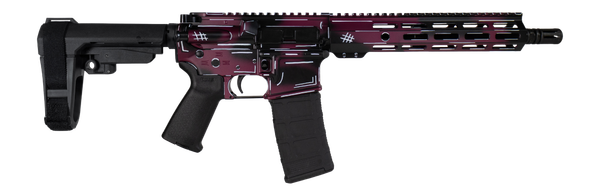 Shark Coast Tactical SCC07053ANBCHY-P Anime-15 5.56 NATO 30+1 10.50" Black Nitride Threaded Barrel, Black Cherry Cerakote Aluminum Receiver w/Picatinny Rail, Polymer SB Tactical SBA3 Brace, Magpul MOE
