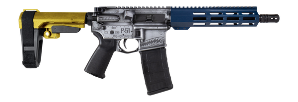 Shark Coast Tactical SCC07442P51-P P-51 Mustang 5.56 NATO 30+1 10.50" Black Nitride Threaded Barrel, Aluminum Receiver w/Picatinny Rail, M-LOK Handguard, Polymer SB Tactical SBA3 Brace, Magpul MOE Gri