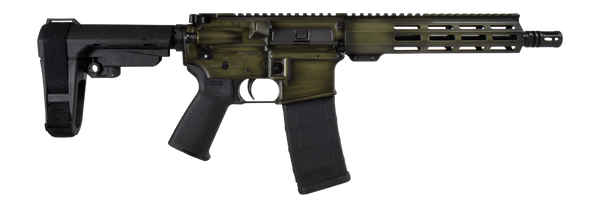 Shark Coast Tactical SCC07183GRNBW-P Distressed 5.56 NATO 30+1 10.50" Black Nitride Threaded Barrel, Aluminum Receiver w/Picatinny Rail, M-LOK Handguard, Polymer SB Tactical SBA3 Brace, Magpul MOE Gri