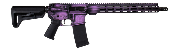 Shark Coast Tactical 300-133-1000-25 Valkyrie 5.56 NATO 30+1 16" Black Melonite Threaded Barrel, Distressed Purple Cerakote w/Norse Engraving Aluminum Receiver w/Picatinny Rail, M-LOK Handguard, Magpu