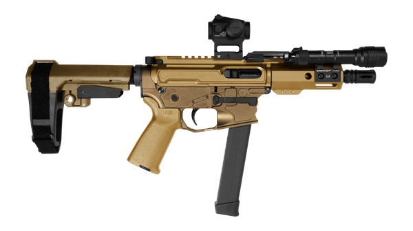 Shark Coast Tactical SCC00689SR9B Sunrise Bundle 9mm Luger 30+1 5" Threaded Barrel, Aluminum Receiver w/Picatinny Rail, M-LOK Handguard, Polymer SB Tactical SBA3 Brace, Streamlight ProTac Rail Light 2